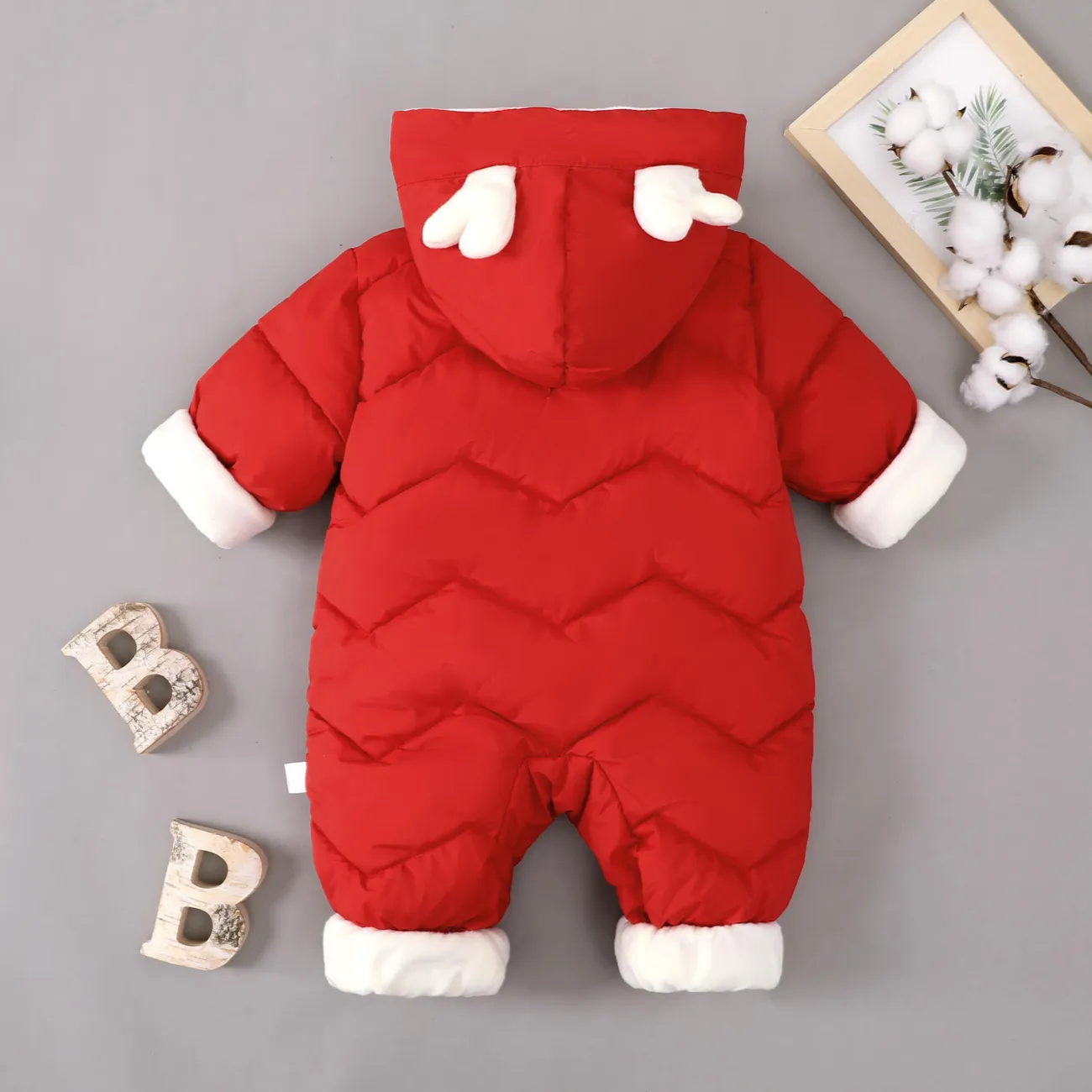 Baby Boy/Girl Hyper-Tactile 3D Design Christmas Jumpsuit Red big image 1