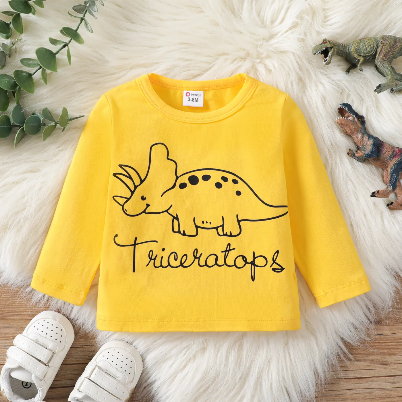 Baby Girl/Boy Dinosaur Animal Pattern Long Sleeve Tee  big image 1