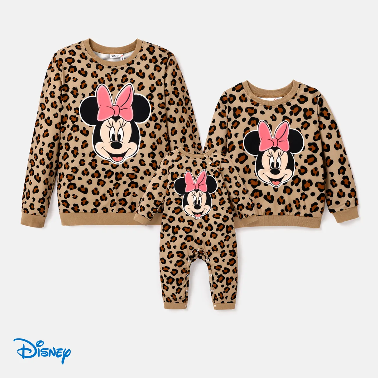 Disney Mickey and Friends Family Matching Letter & Leopard Print Long-sleeve Tops  big image 1