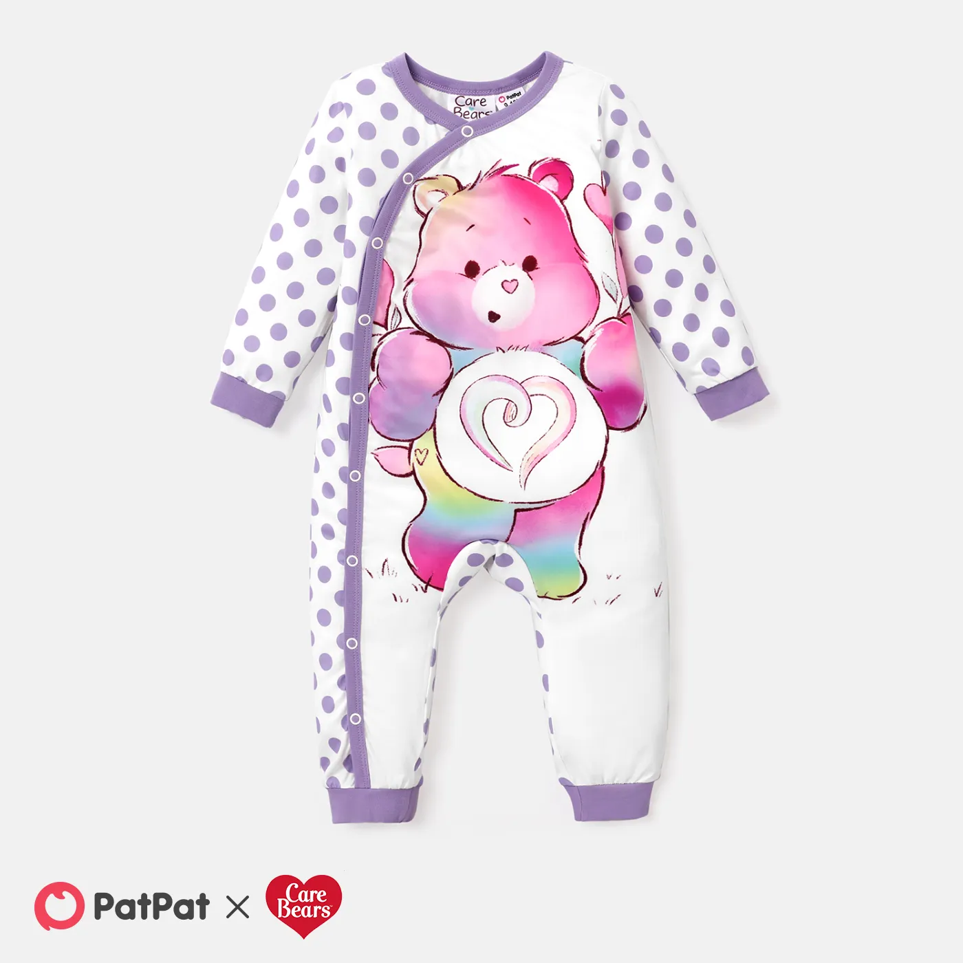 Care Bears Baby Girl Character Print Long-sleeve Cute Romper/One Piece Light Purple big image 1