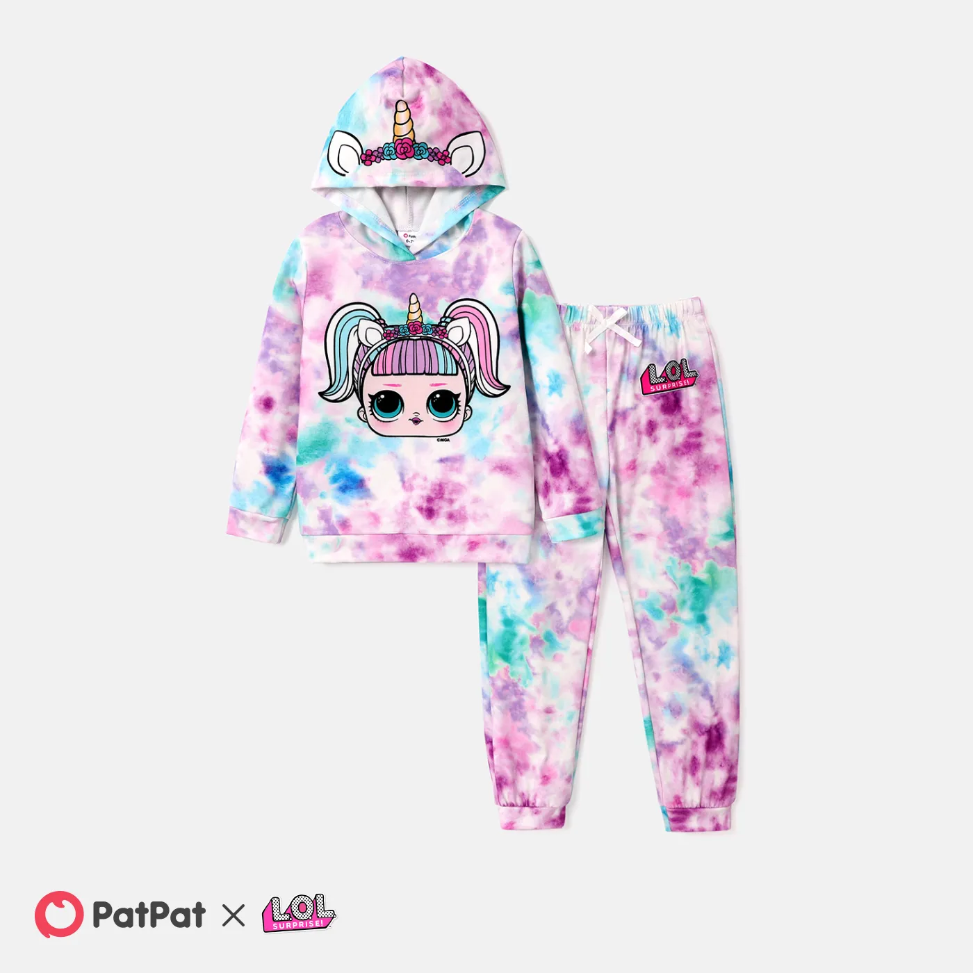 

L.O.L. SURPRISE! Kid Girl 2pcs Character Print Tie Dyed Long-sleeve Set