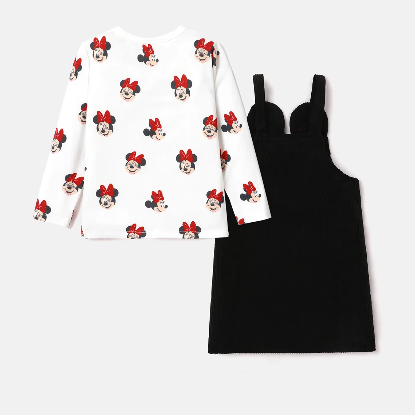 Disney Mickey and Friends Toddler Girl 2pcs Character Print Long-sleeve Bodysuit and Bow Decor Floral Print Skirt Set BlackandWhite image 6