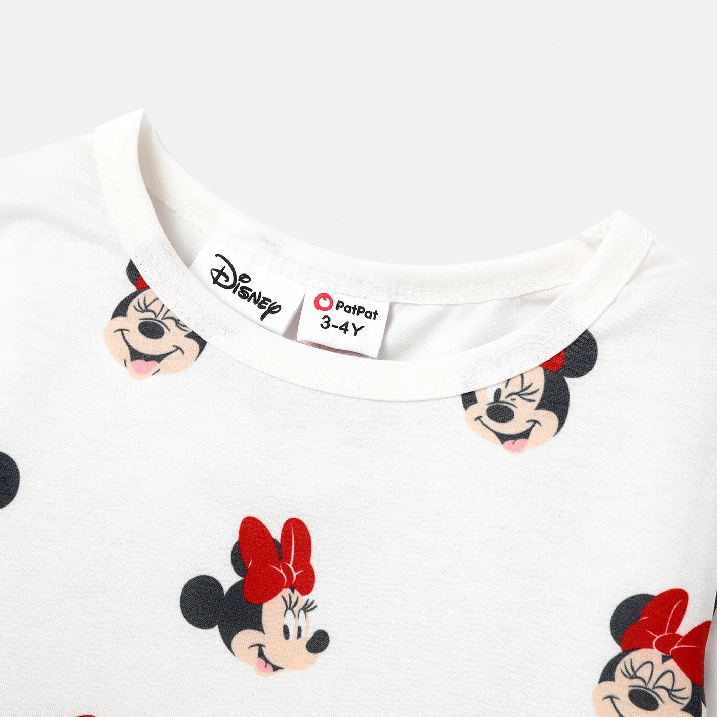 Disney Mickey and Friends Toddler Girl 2pcs Character Print Long-sleeve Bodysuit and Bow Decor Floral Print Skirt Set BlackandWhite image 5
