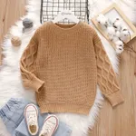 Toddler/Kid Girl Textured Sweater Kids Brown