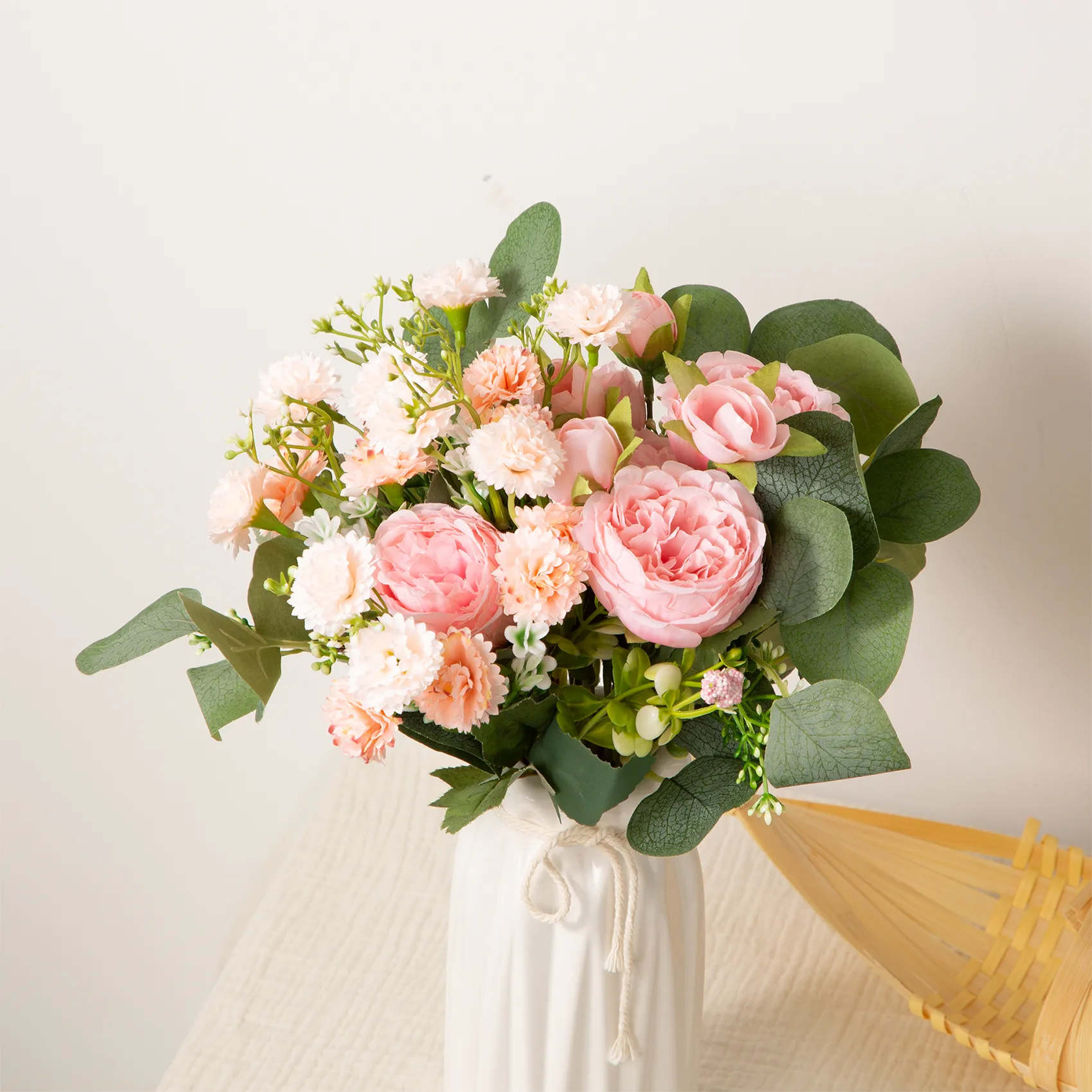 Mix and Match Combinations Available: Carnation, Peony, and Eucalyptus Artificial Flower Bouquets for Home and Party Decor  image 5