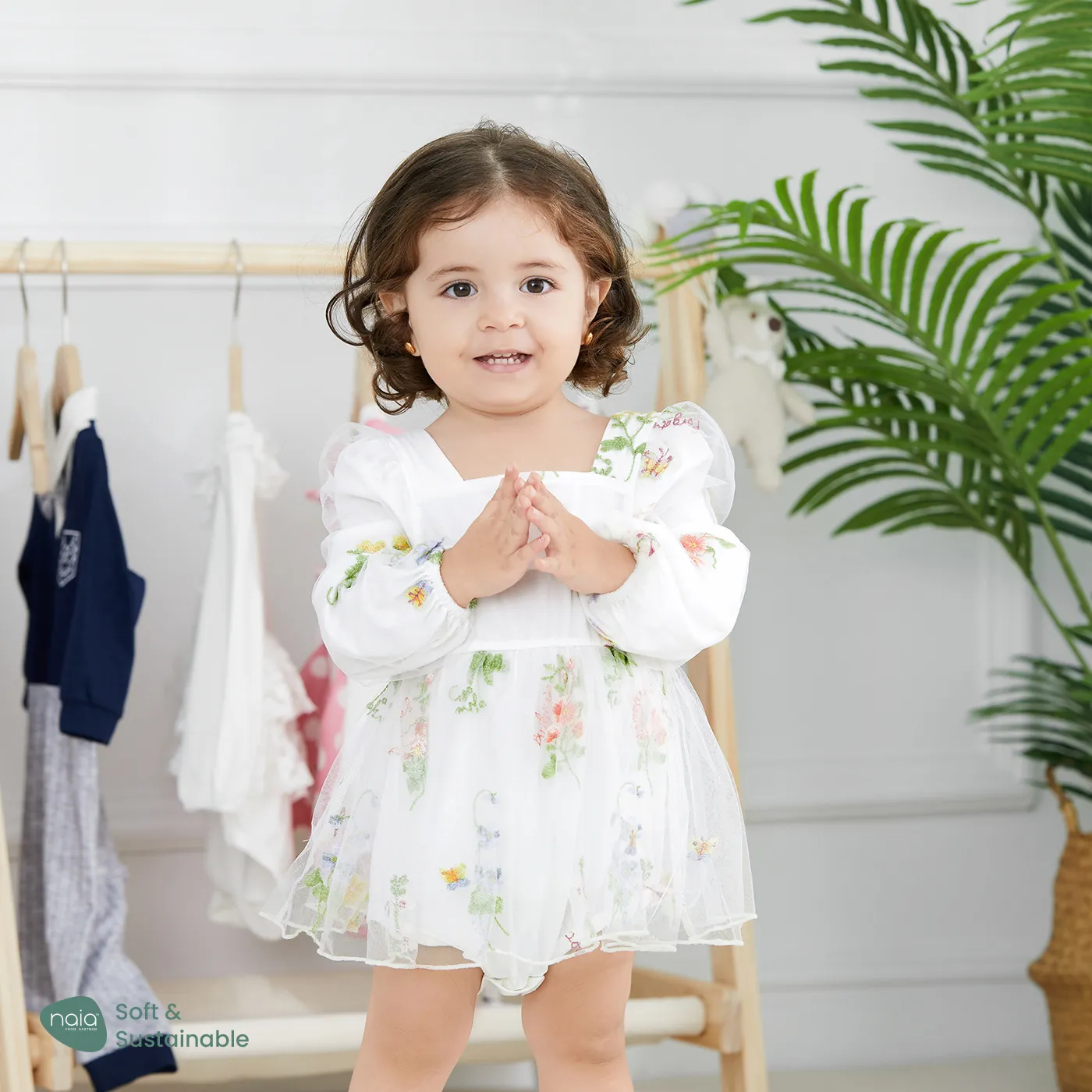 Baby Girl Naia Sweet Floral Lace Ruffle Long sleeve Romper
