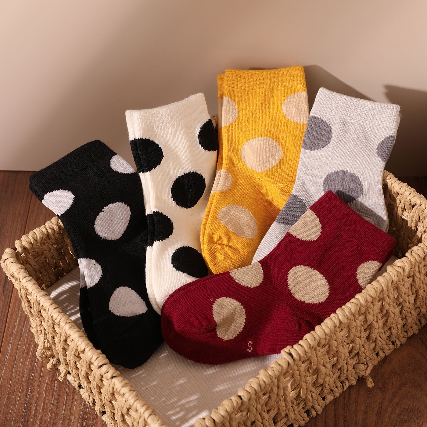 5-pack Toddler/Kids Casual Polka Dots Socks For Boys And Girls