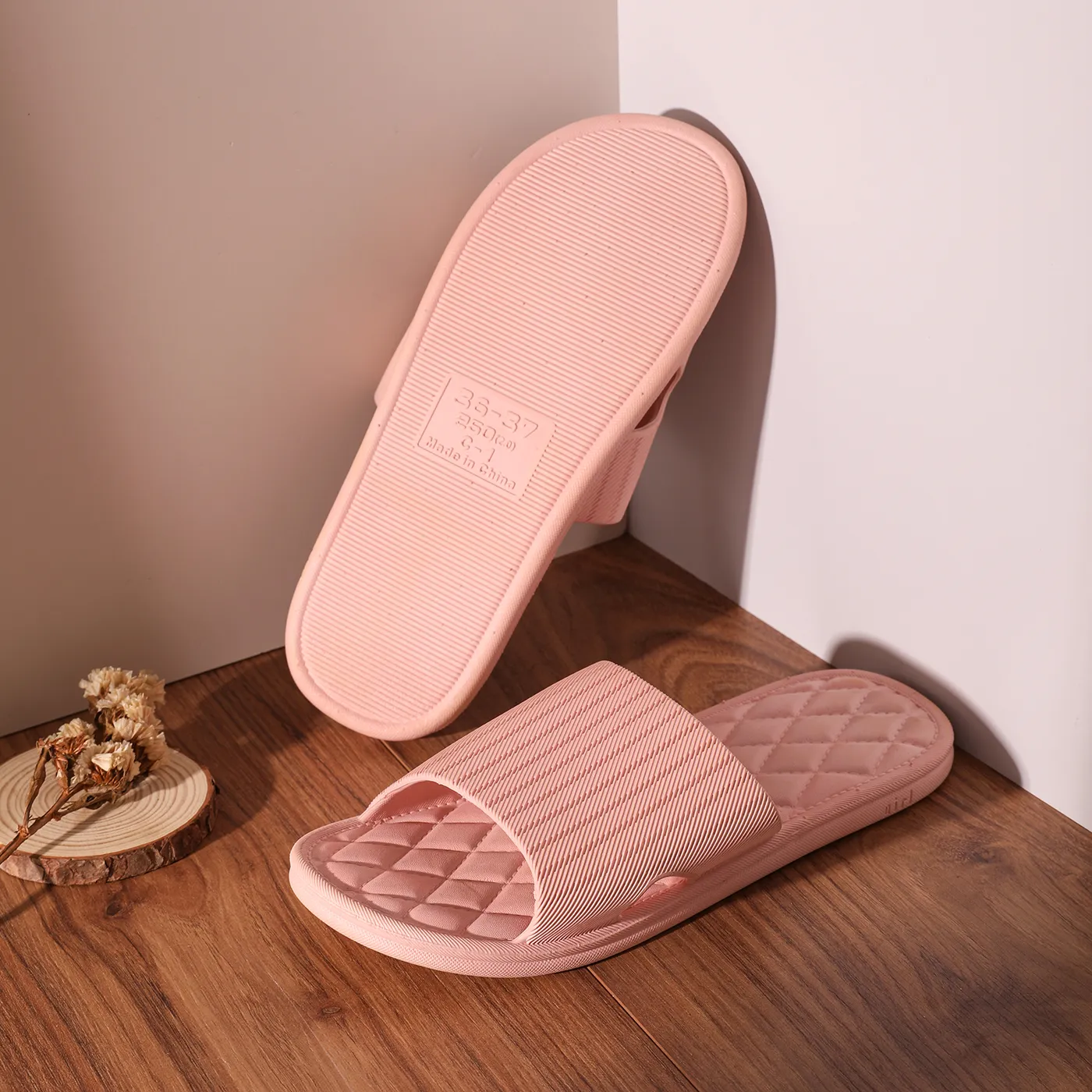 Ladies Home Non-slip Soft Sole Indoor Slippers Pink image 5