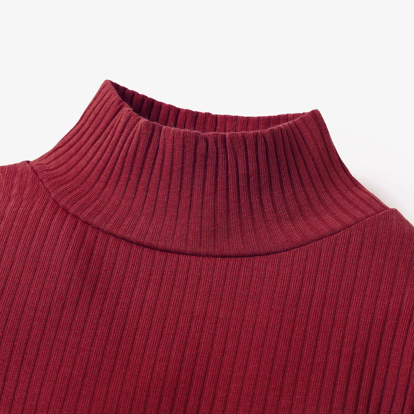 Baby Boy/Girl 95% Cotton Ribbed Turtleneck Long-sleeve Romper Burgundy image 3