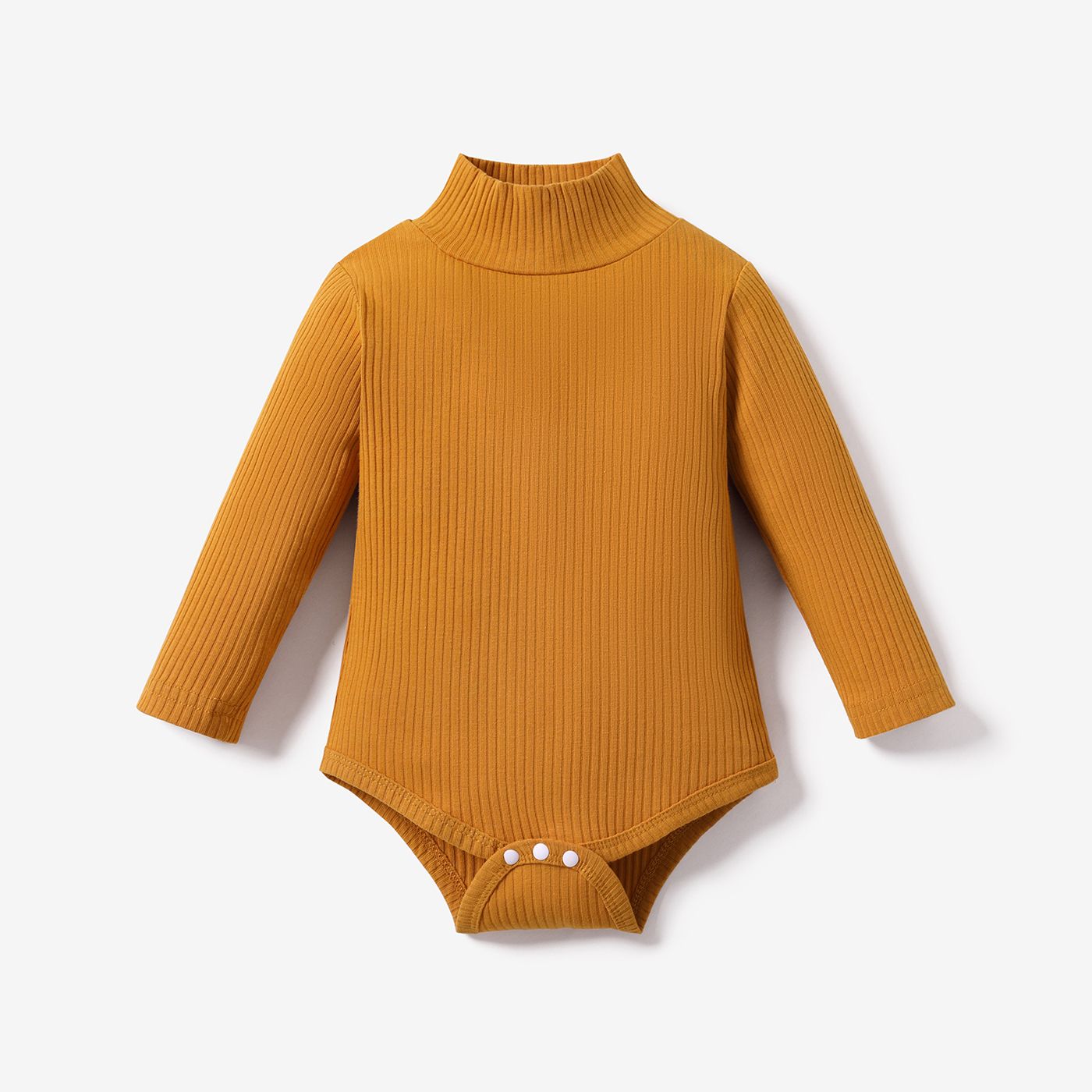 Baby Boy/Girl 95% Cotton Ribbed Turtleneck Long-sleeve Romper