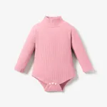 Baby Boy/Girl 95% Cotton Ribbed Turtleneck Long-sleeve Romper Pink