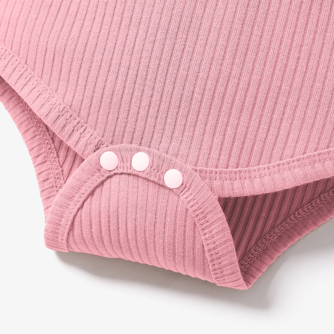 Baby Boy/Girl 95% Cotton Ribbed Turtleneck Long-sleeve Romper Pink big image 1