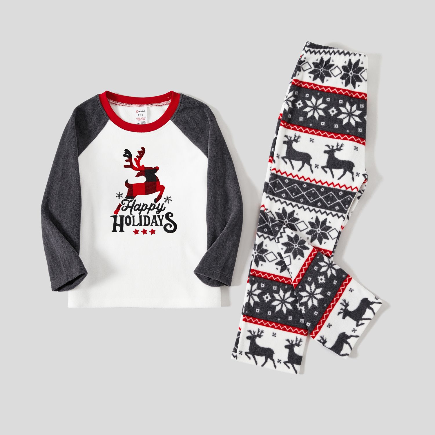 Christmas Reindeer And Letter Print Family Matching Fleece Pajamas Sets (Flame Resistant)