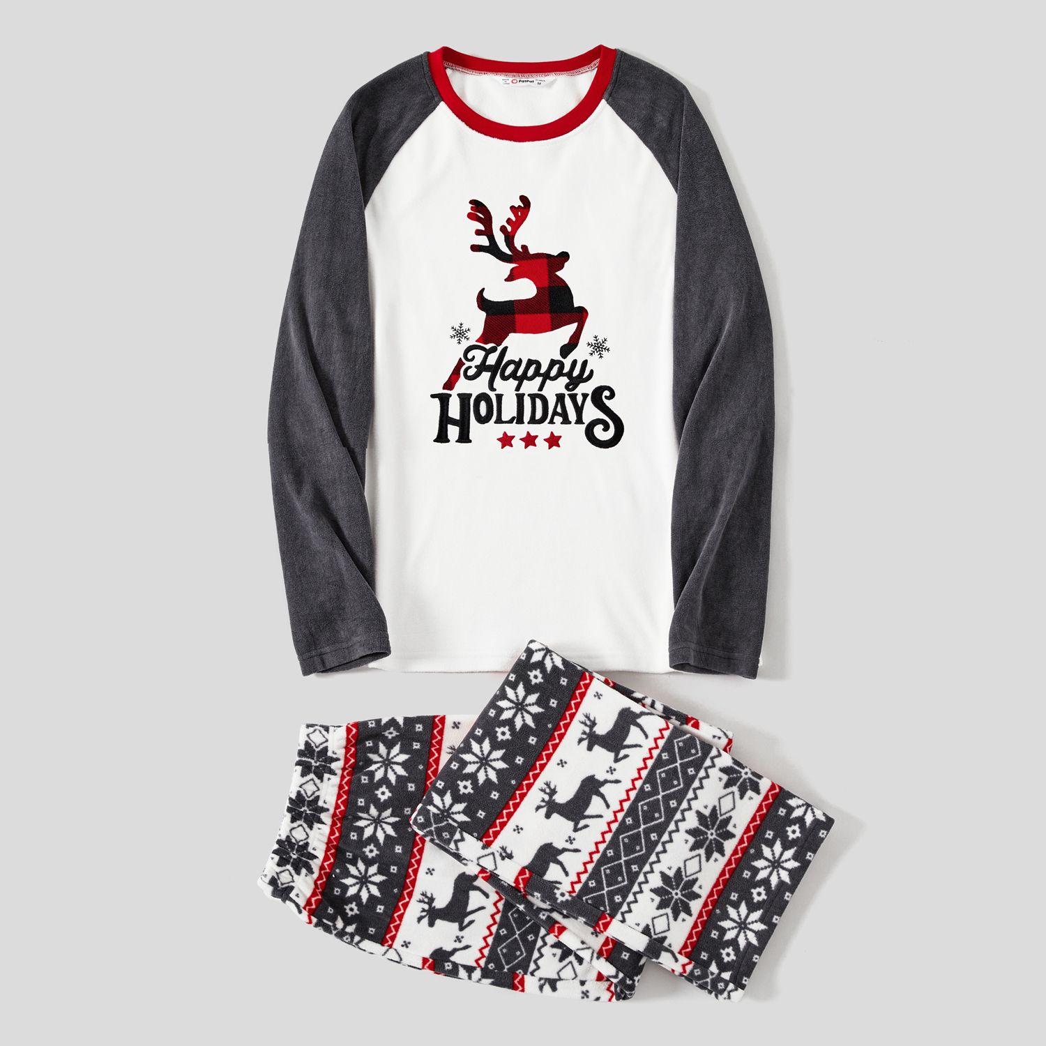 Christmas Reindeer And Letter Print Family Matching Fleece Pajamas Sets (Flame Resistant)