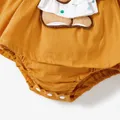 2pcs Baby Girl 100% Cotton Bear Graphic Ruffle Trim Long-sleeve Faux-two Romper & Headband Set  image 5