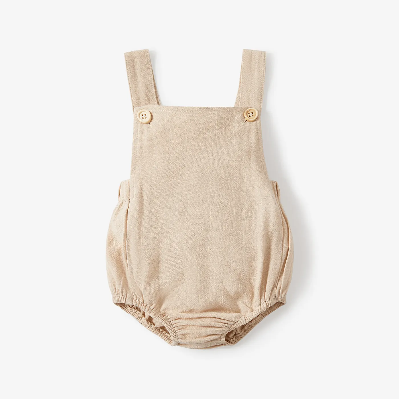 100% Cotton Solid Sleeveless Baby Romper Beige