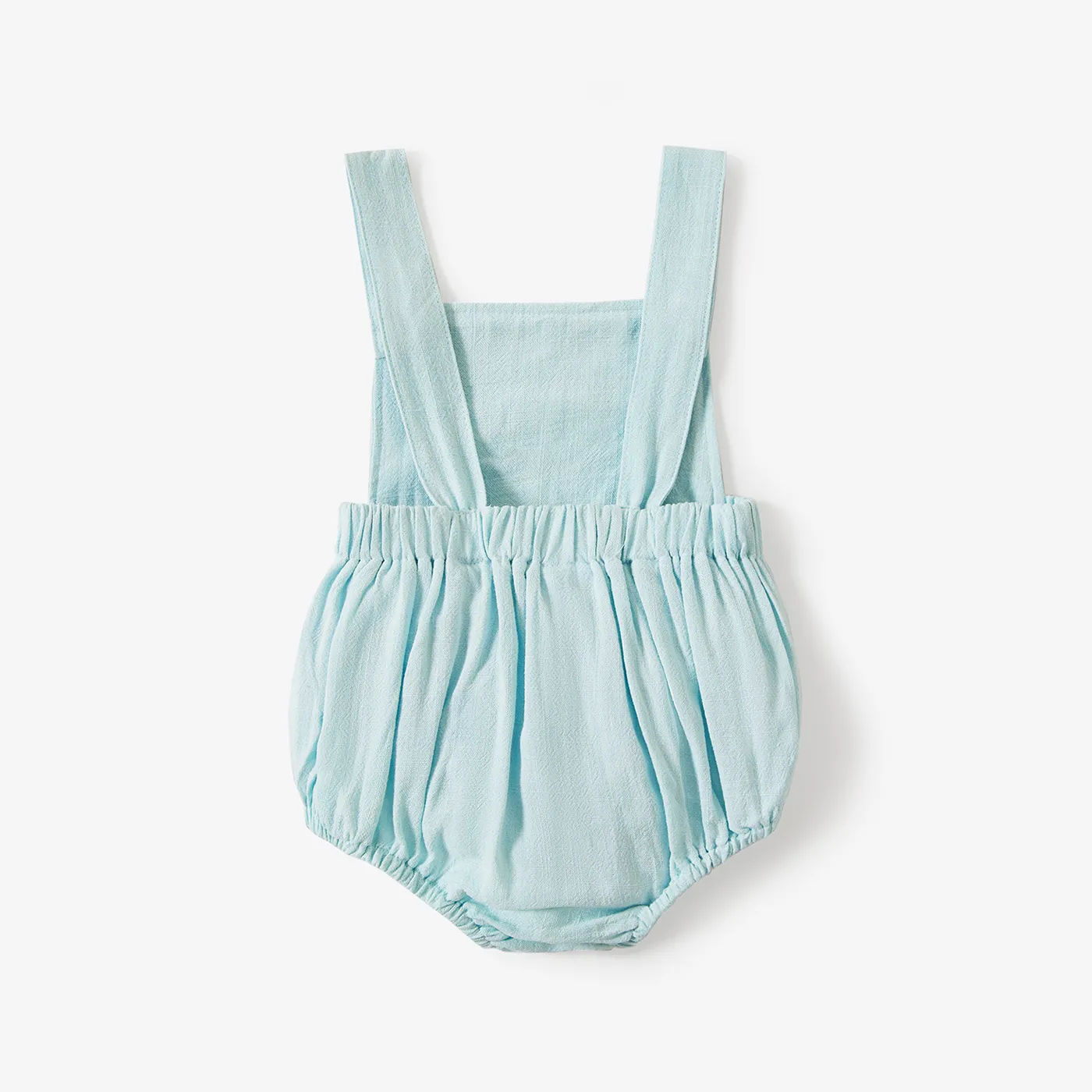 100% Cotton Solid Sleeveless Baby Romper Light Blue image 3