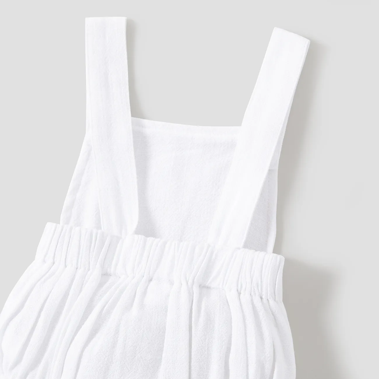 100% Cotton Solid Sleeveless Baby Romper White big image 1