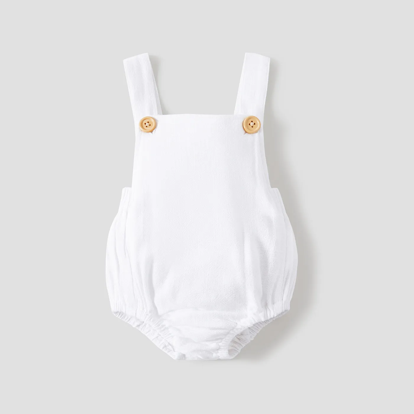 100% Cotton Solid Sleeveless Baby Romper White