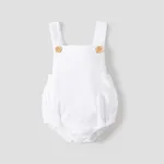 100% Cotton Solid Sleeveless Baby Romper White