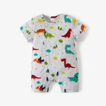 100% Cotton Dinosaur Print Short-sleeve Grey Baby Romper Grey
