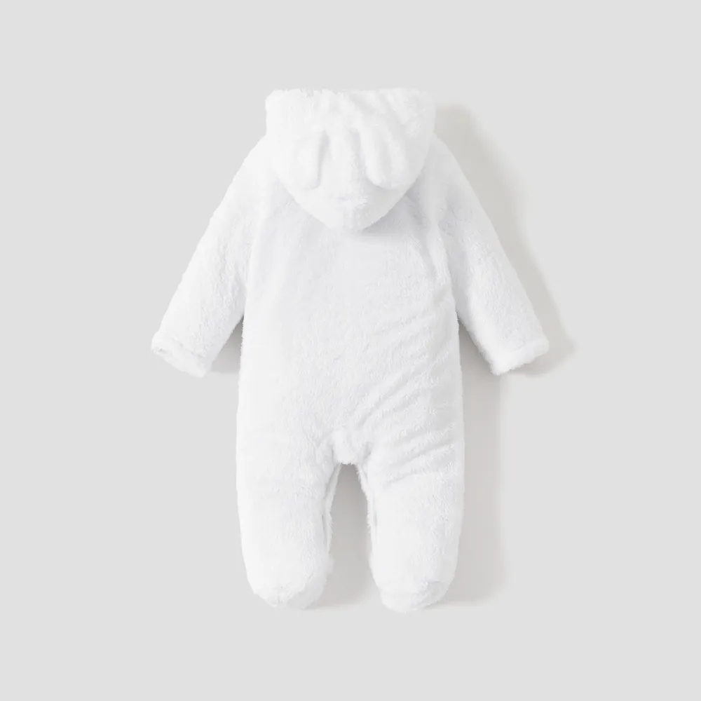 Bear Design Fleece Hooded Footed/footie Long-sleeve Baby Jumpsuit  big image 2