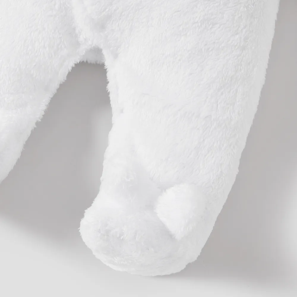 Bear Design Fleece Hooded Footed/footie Long-sleeve Baby Jumpsuit  big image 5