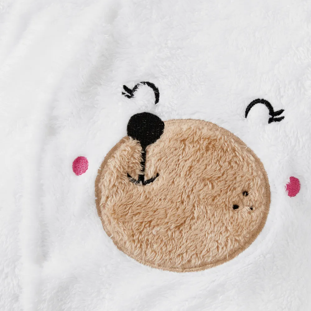 Bear Design Fleece Hooded Footed/footie Long-sleeve Baby Jumpsuit big image 4
