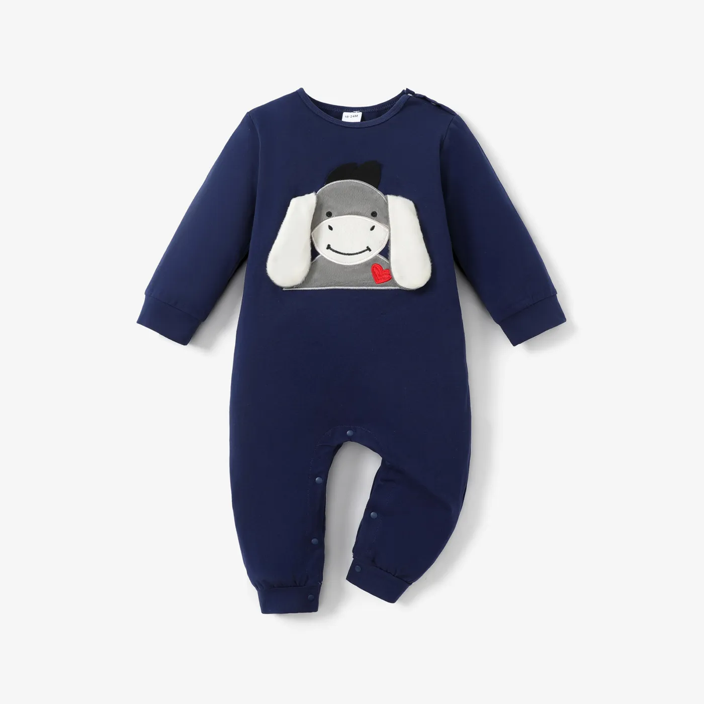 Bebé Unissexo Hipertátil/3D Infantil Manga comprida Macacão Azul Escuro
