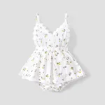 100% Cotton Floral Print Daisy Baby Sling Romper Dress Beige