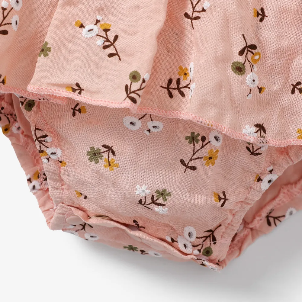 100% Cotton Floral Print Daisy Baby Sling Romper Dress big image 4