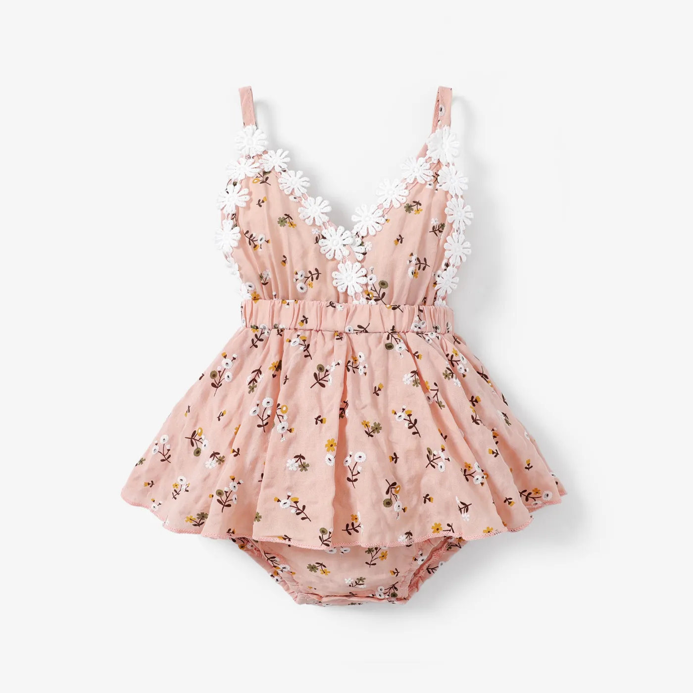 100% Cotton Floral Print Daisy Baby Sling Romper Dress  image 1