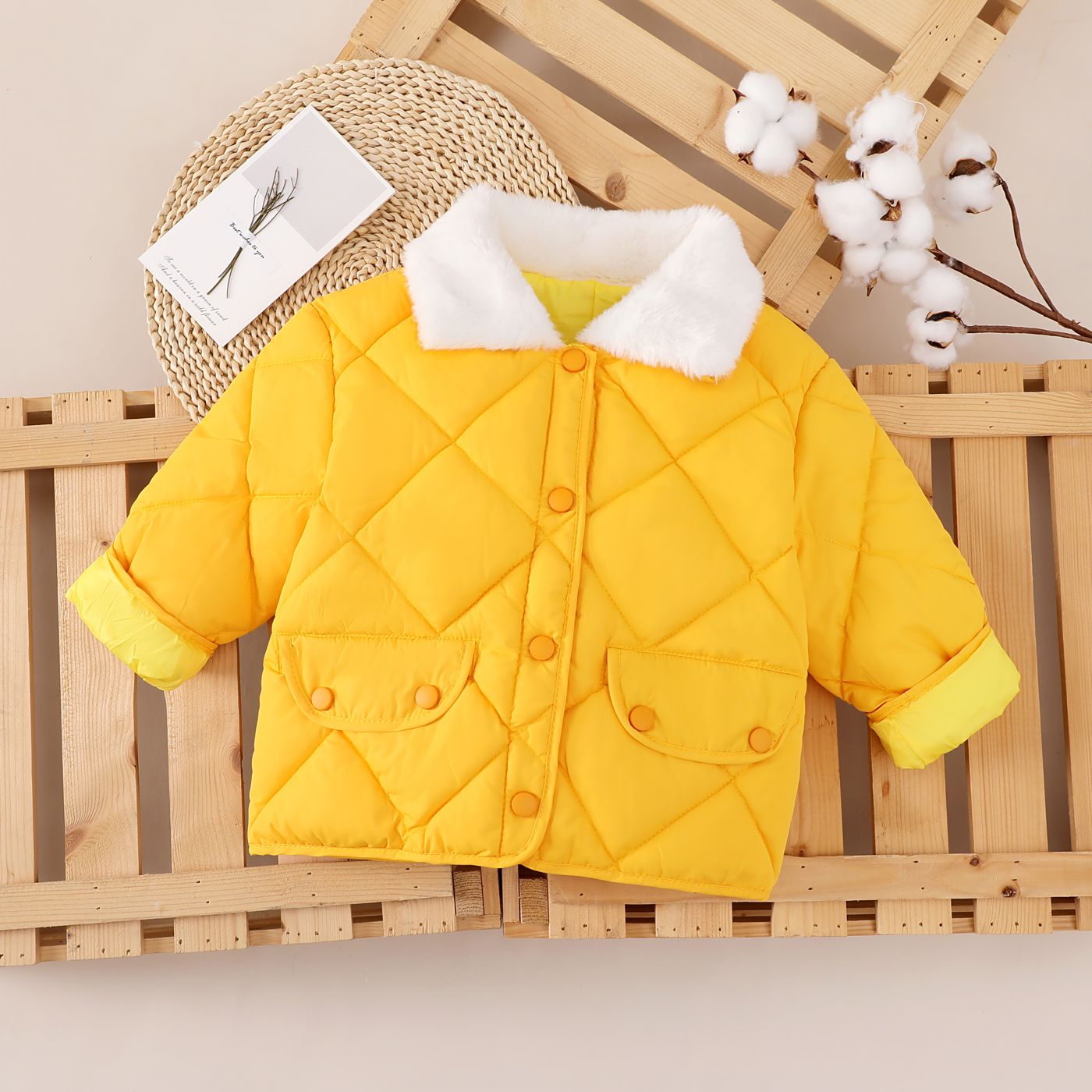 

Toddler/Kid Boy/Girl Fabric Stitching Cotton-Padded Coat