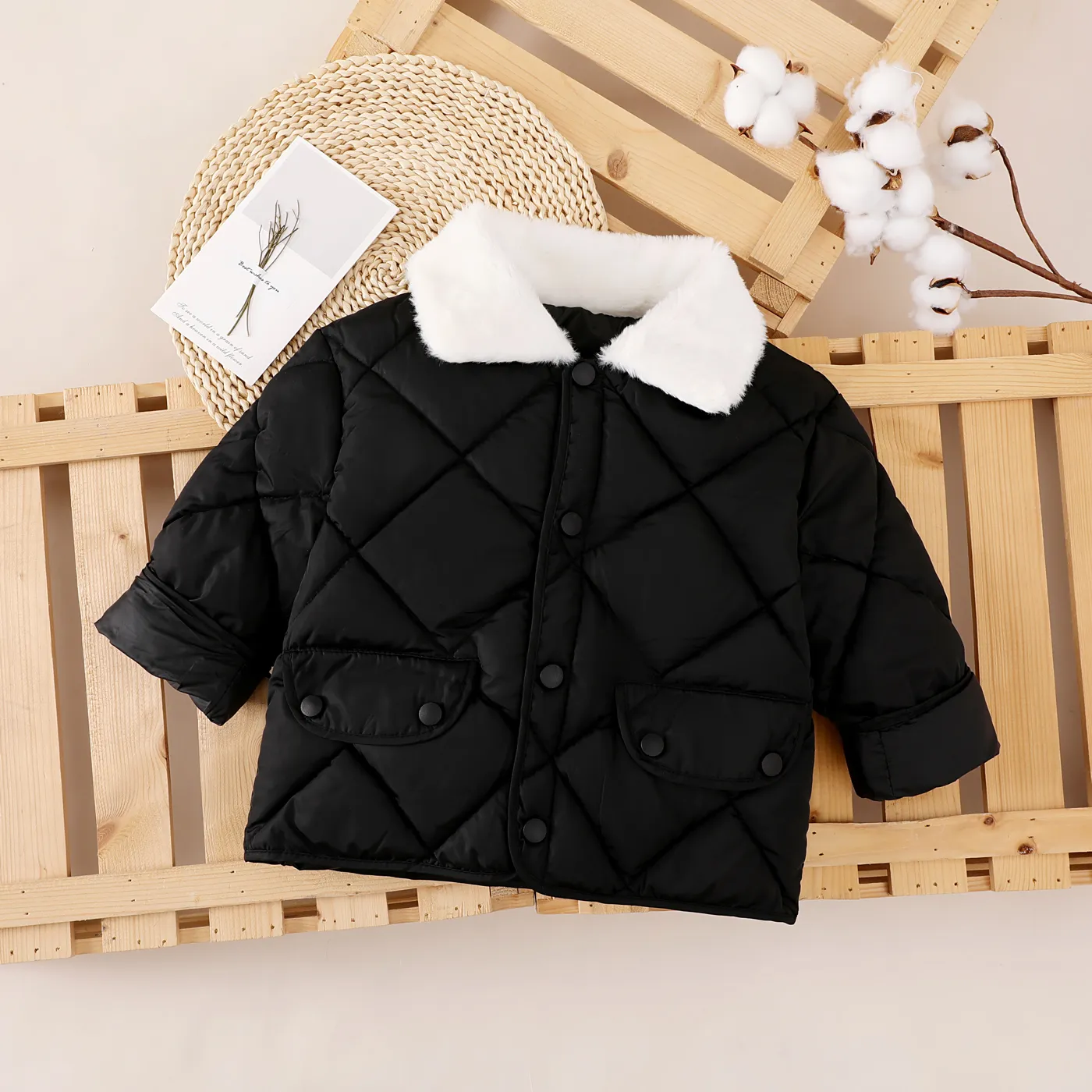Toddler/Kid Boy/Girl Fabric Stitching Cotton-Padded Coat