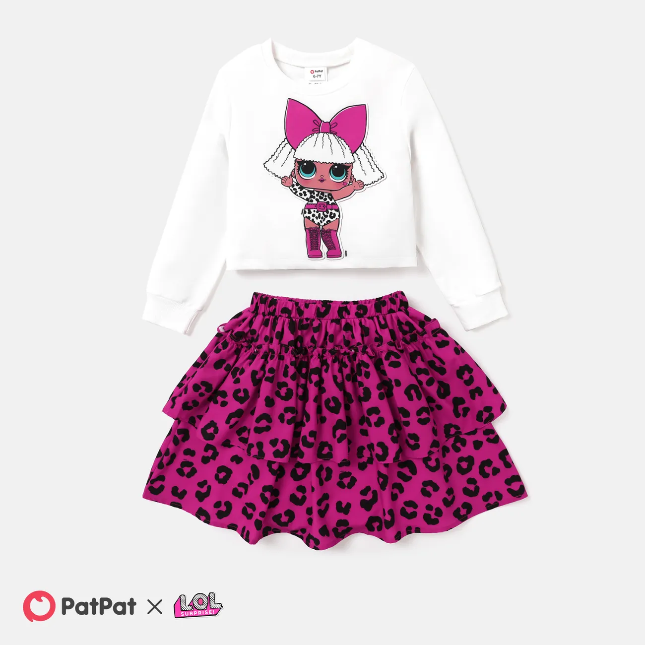 L.O.L. SURPRISE! Toddler/Kid Girl 2pcs Character Print Long-sleeve Top and Tutu Skirt Set  big image 1
