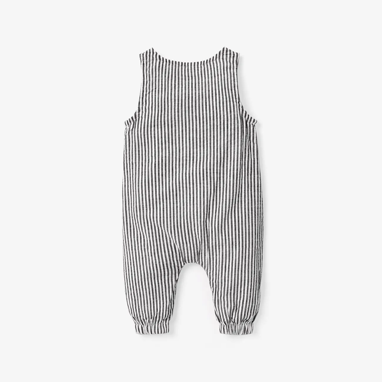 100% Cotton Stripe Print Sleeveless Baby Jumpsuit Black/White big image 1