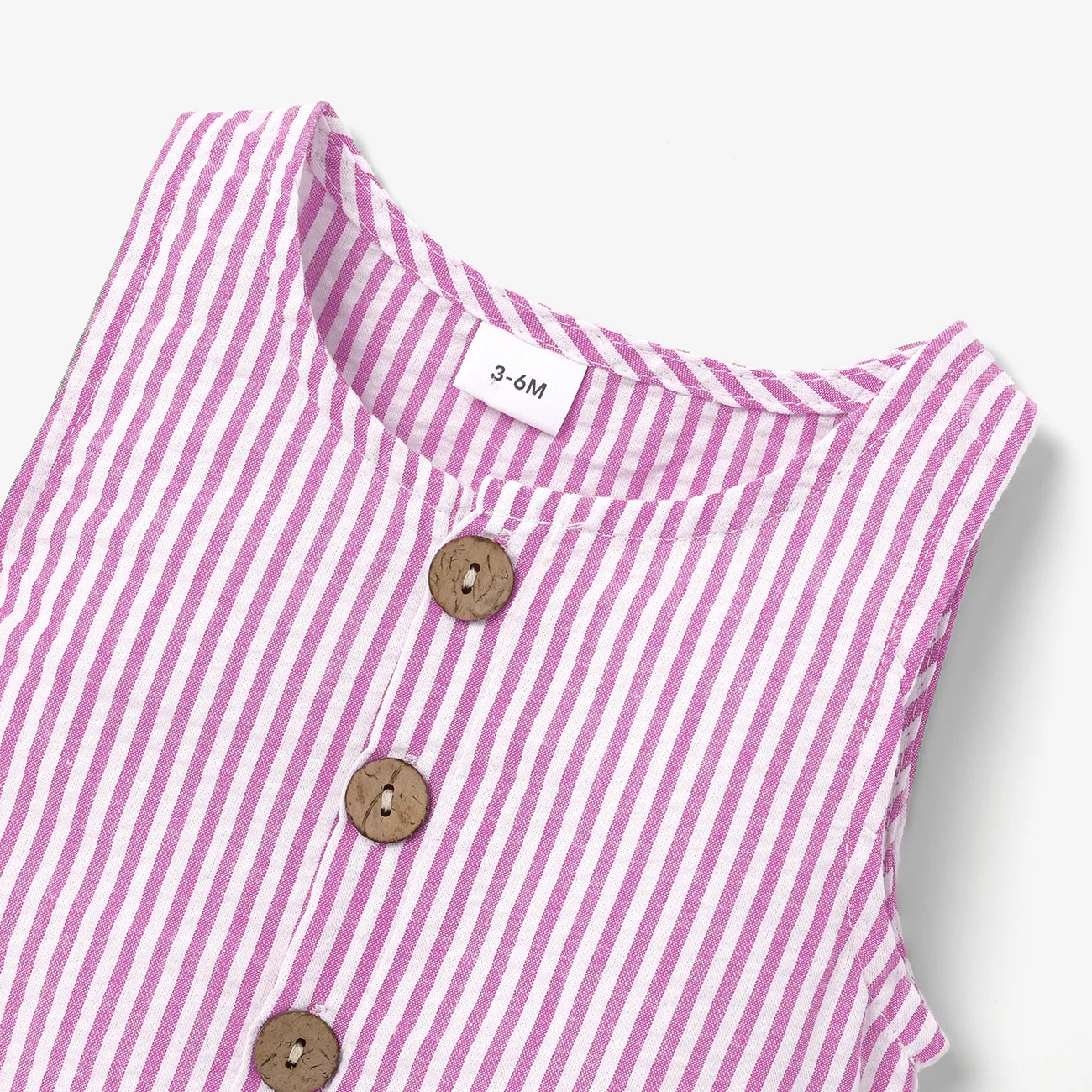 100% Cotton Stripe Print Sleeveless Baby Jumpsuit Pink big image 1