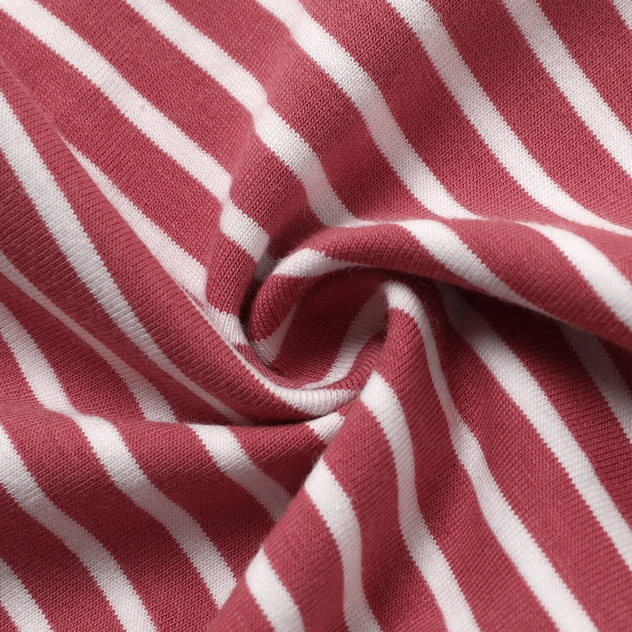 Stripe Print Short-sleeve Baby Jumpsuit Pink big image 1