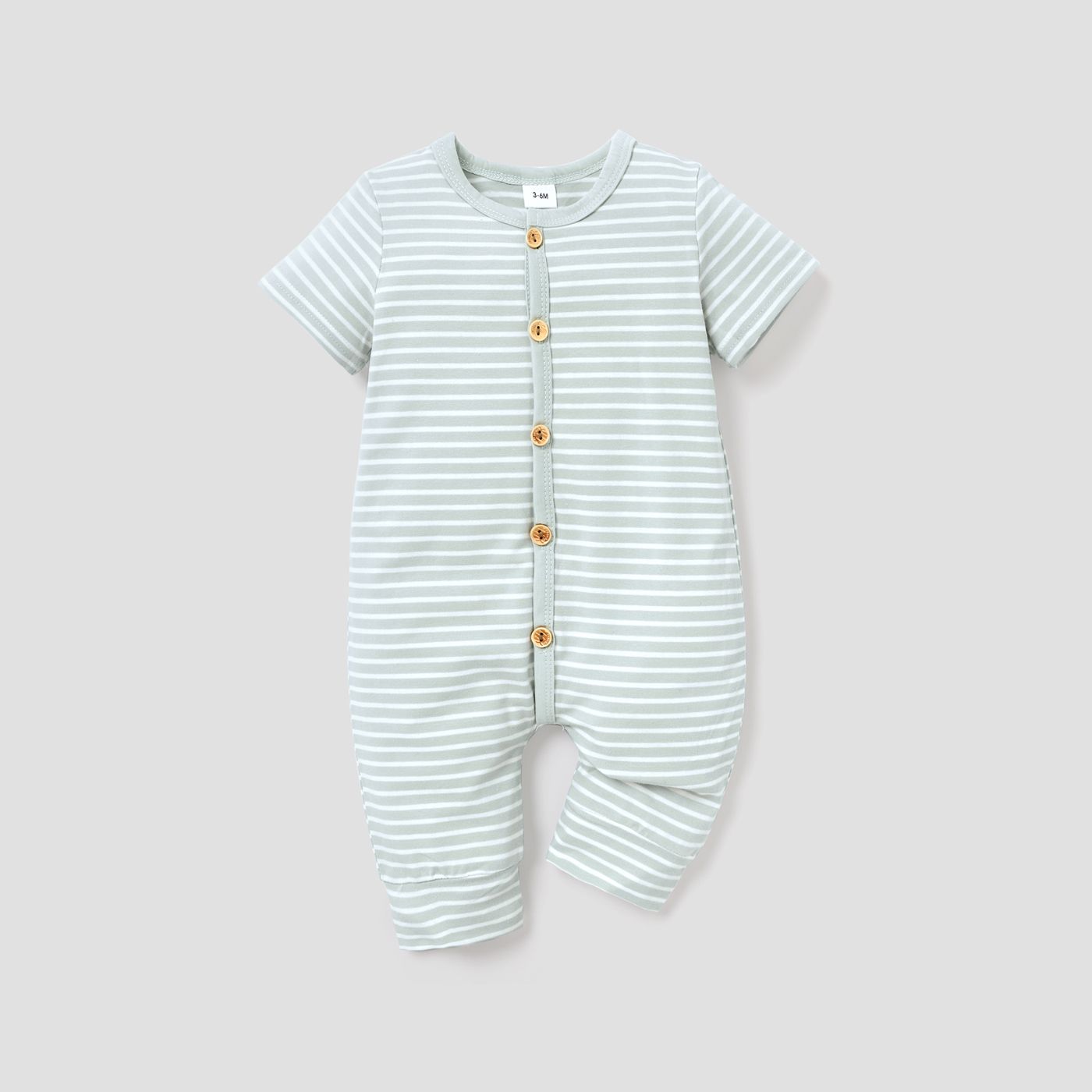 Stripe Print Short-sleeve Baby Jumpsuit