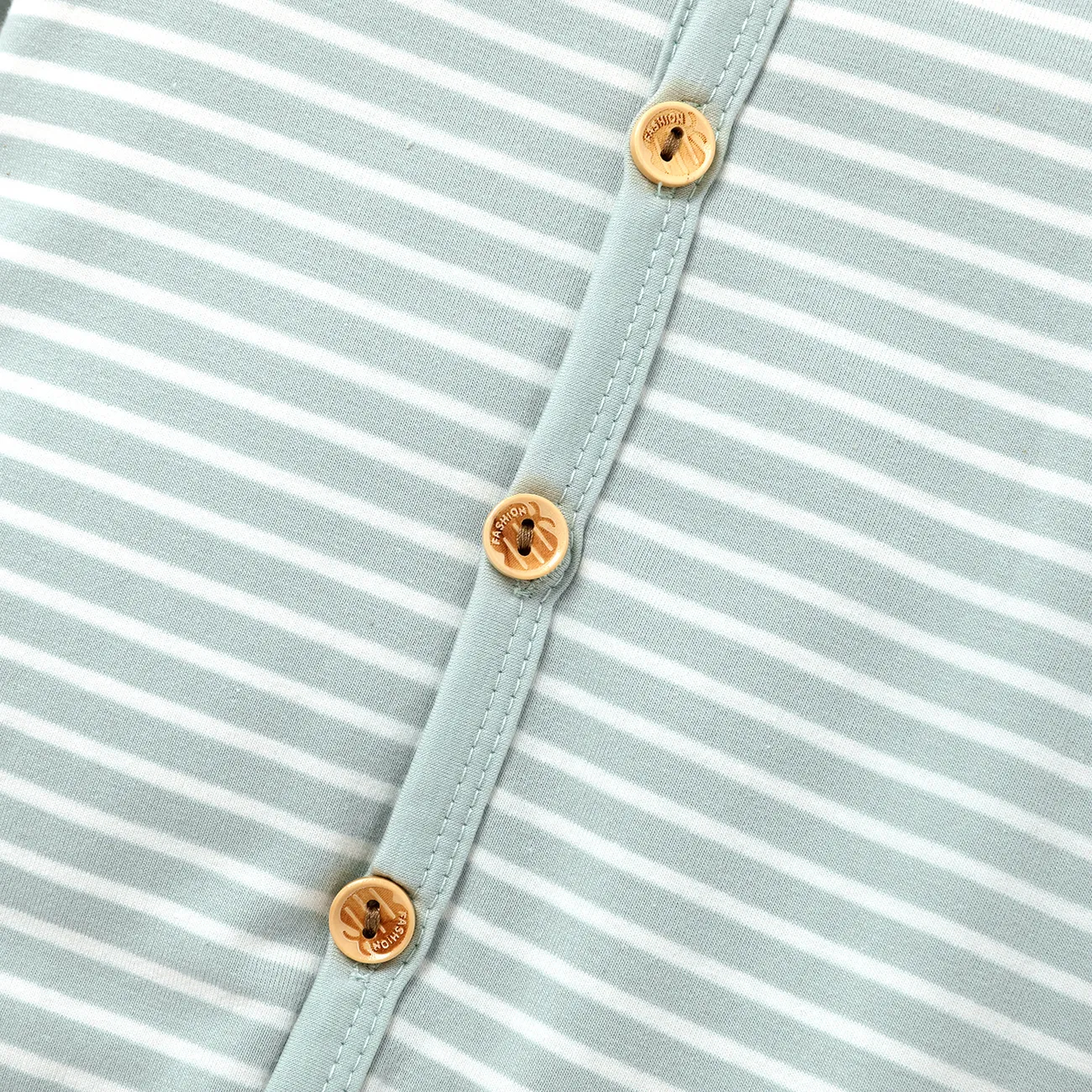 Stripe Print Short-sleeve Baby Jumpsuit Light Blue big image 1
