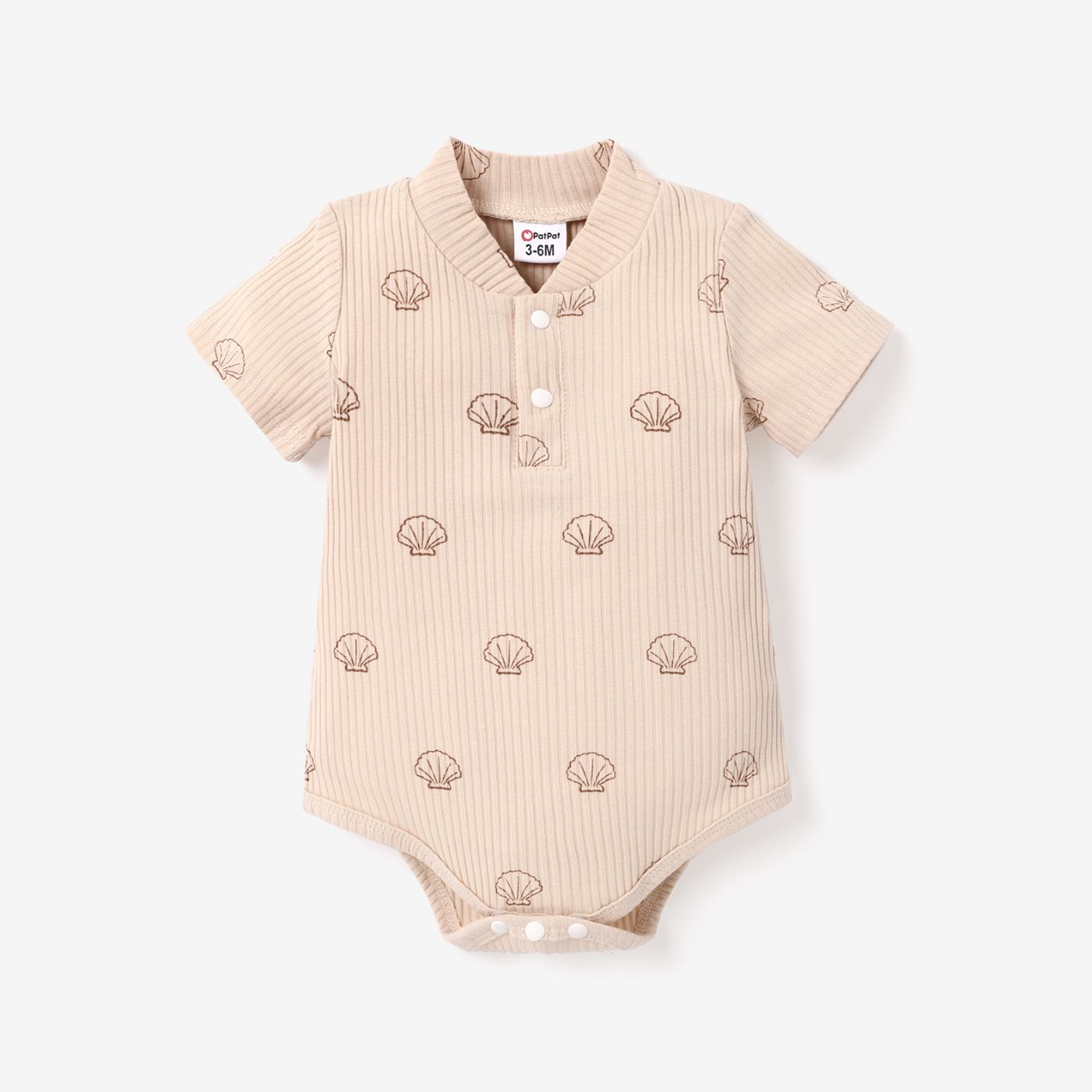 

Baby Boy/Girl Cotton Ribbed Short-sleeve Allover Scallop Print Romper