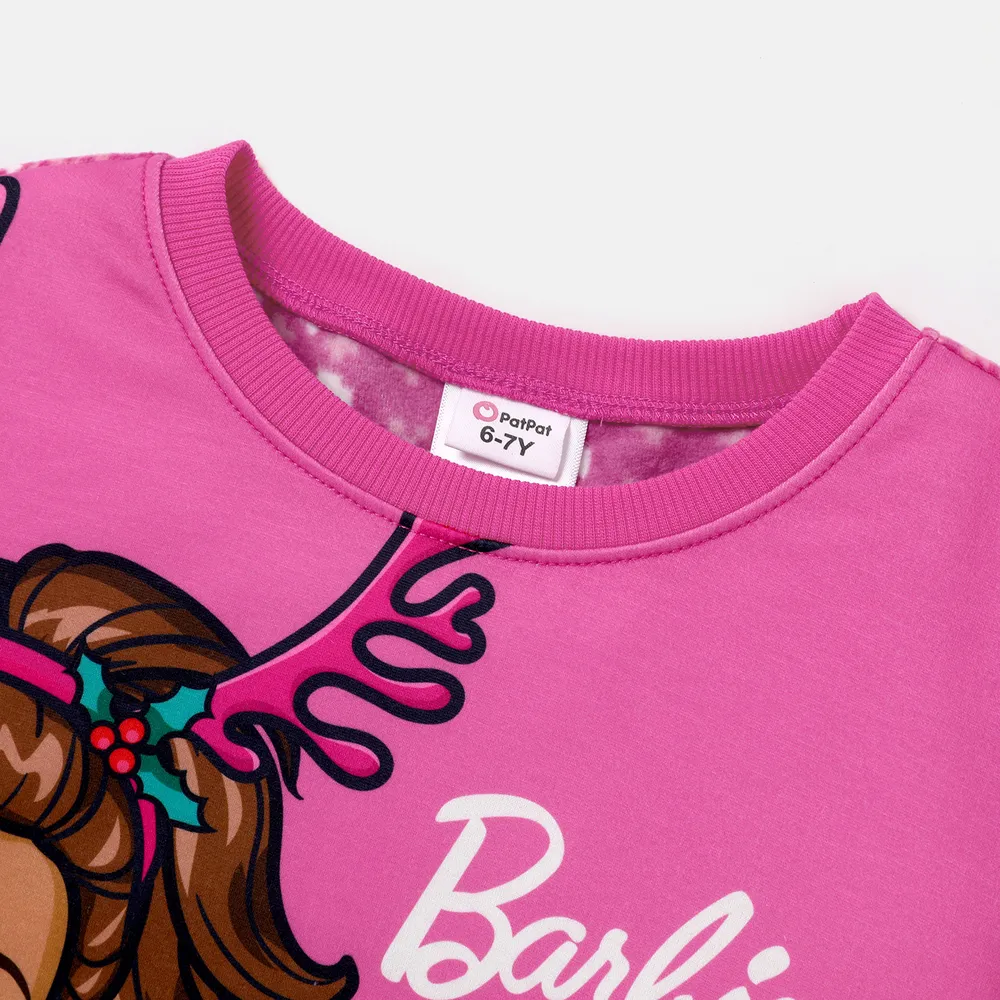 Barbie Kid Girl Christmas Character Print Long-sleeve Sweatshirt  big image 4