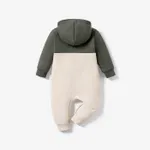 Waffle Colorblock Long-sleeve Hooded Baby Jumpsuit  image 2
