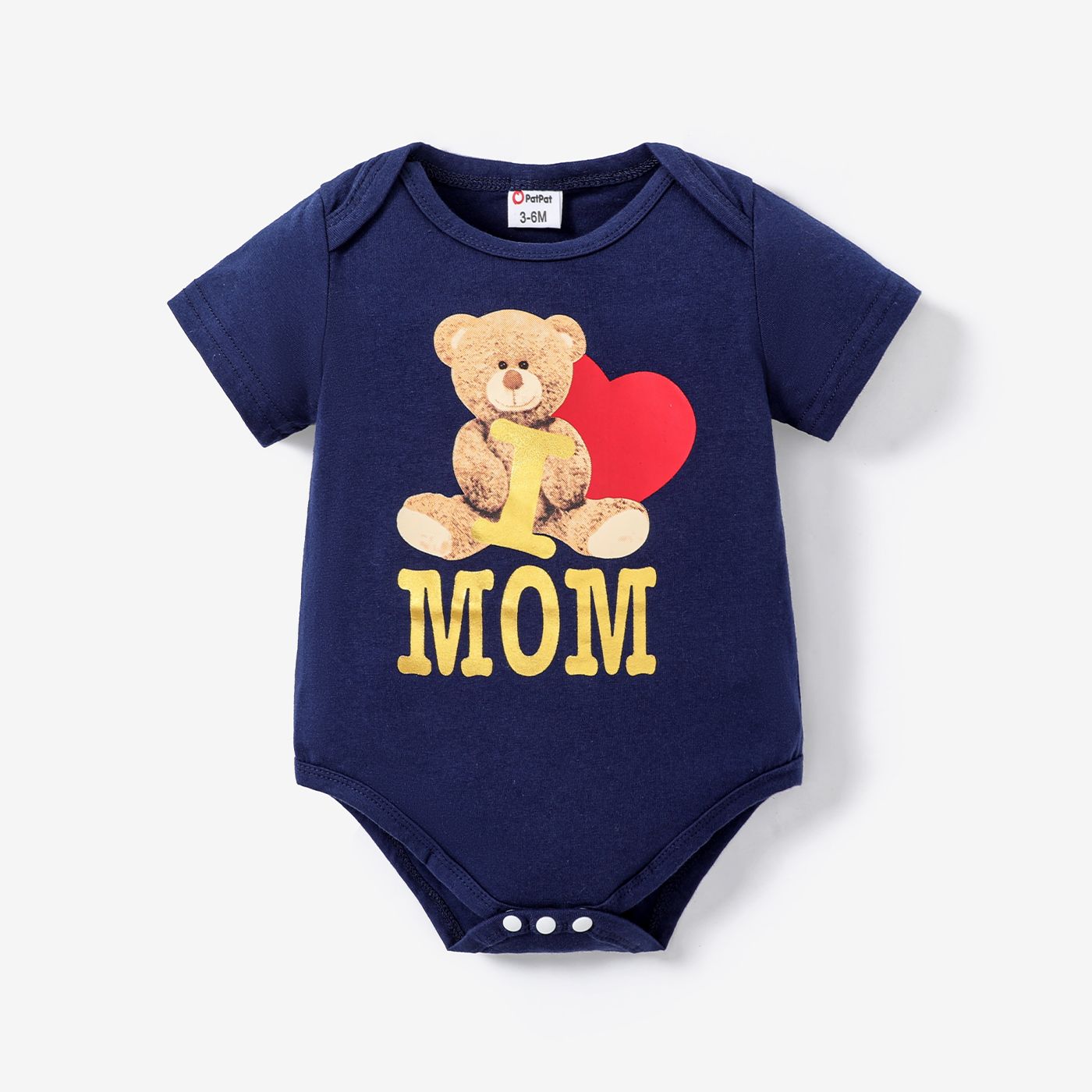 Baby Boy/Girl 95% Cotton Short-sleeve Bear & Letter Print Romper