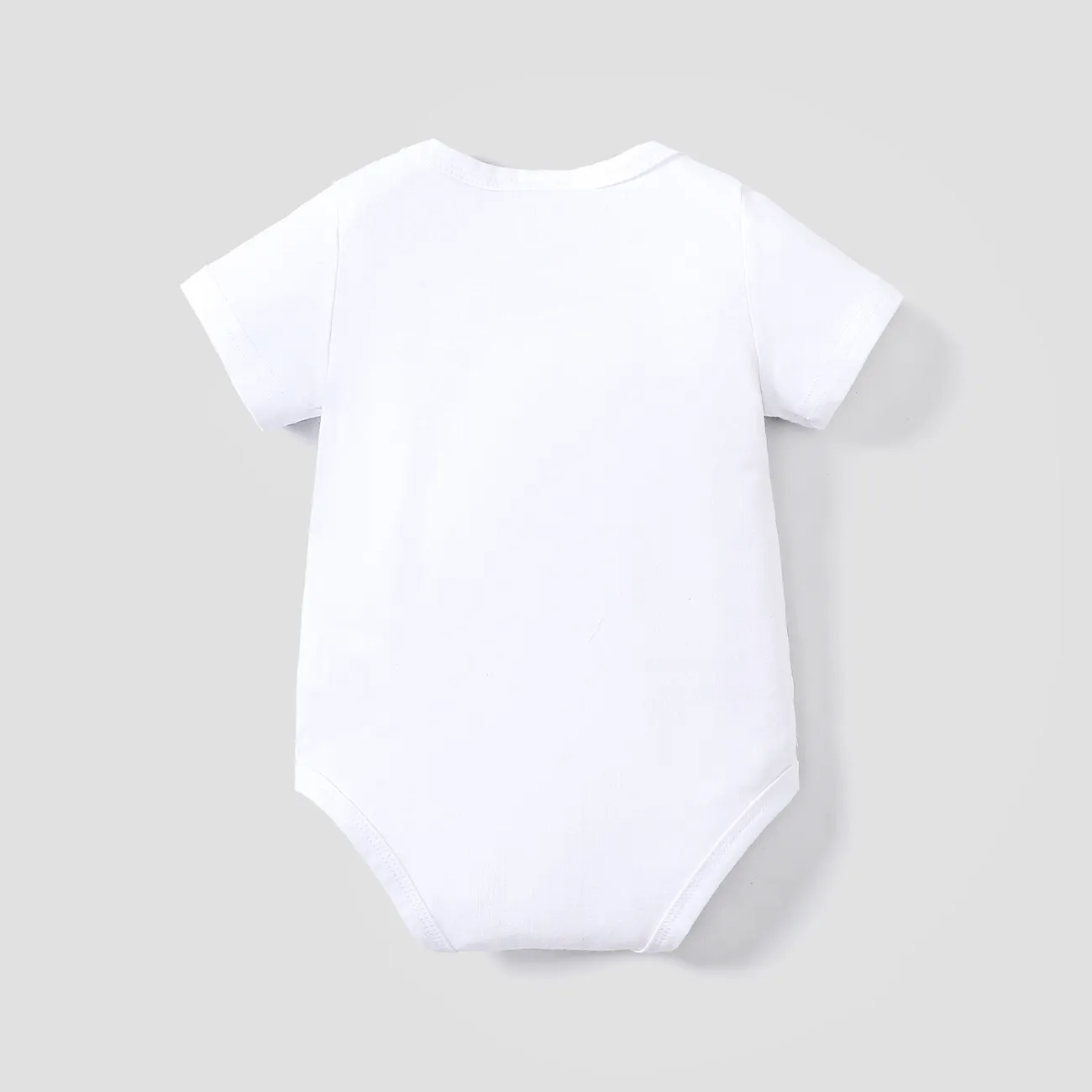 Baby Boy/Girl 95% Cotton Short-sleeve Bear & Letter Print Romper White big image 1