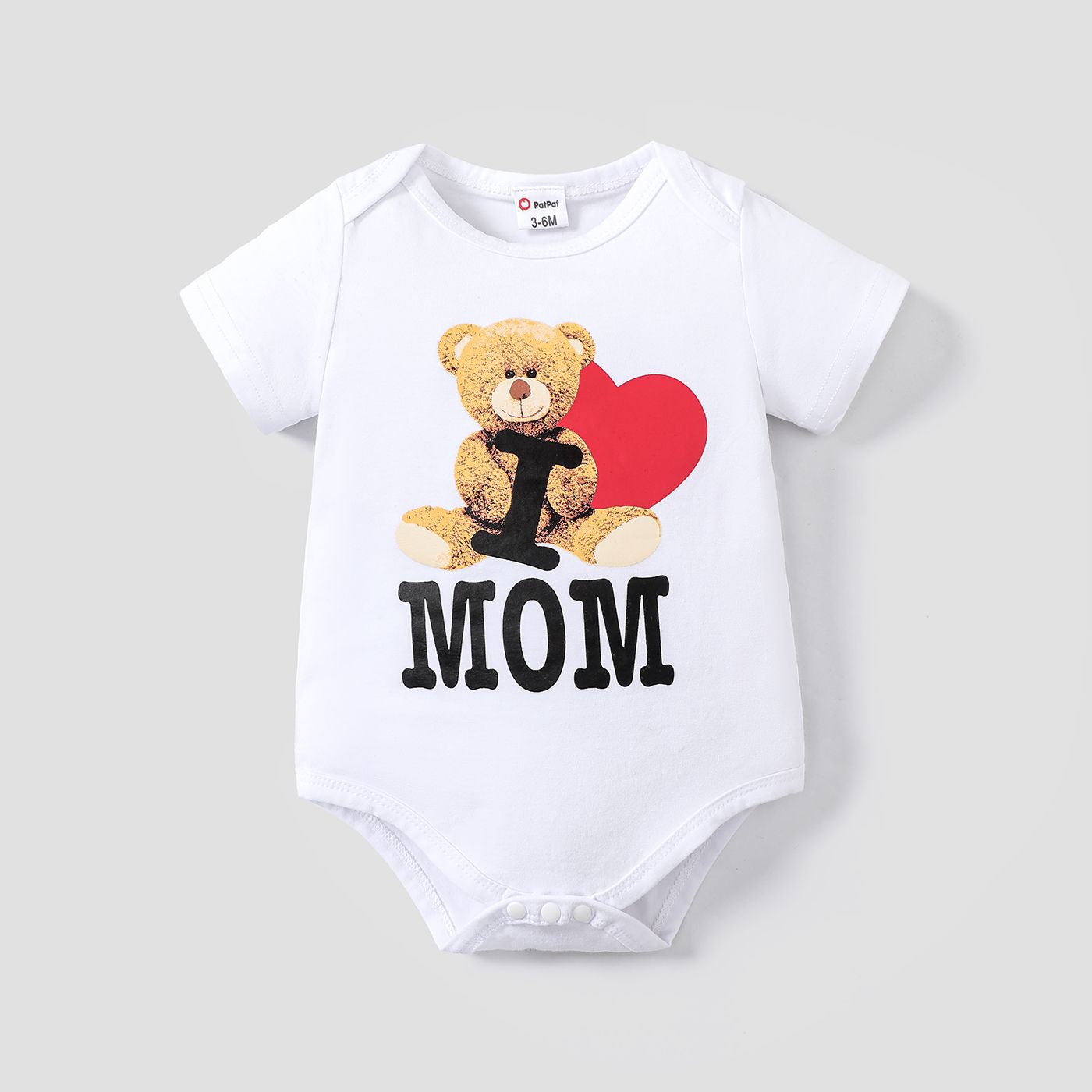 Baby Boy/Girl 95% Cotton Short-sleeve Bear & Letter Print Romper