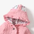 3D Ears Hooded Long-sleeve Ruffle Pink Thickened Lined Baby Jumpsuit  image 3