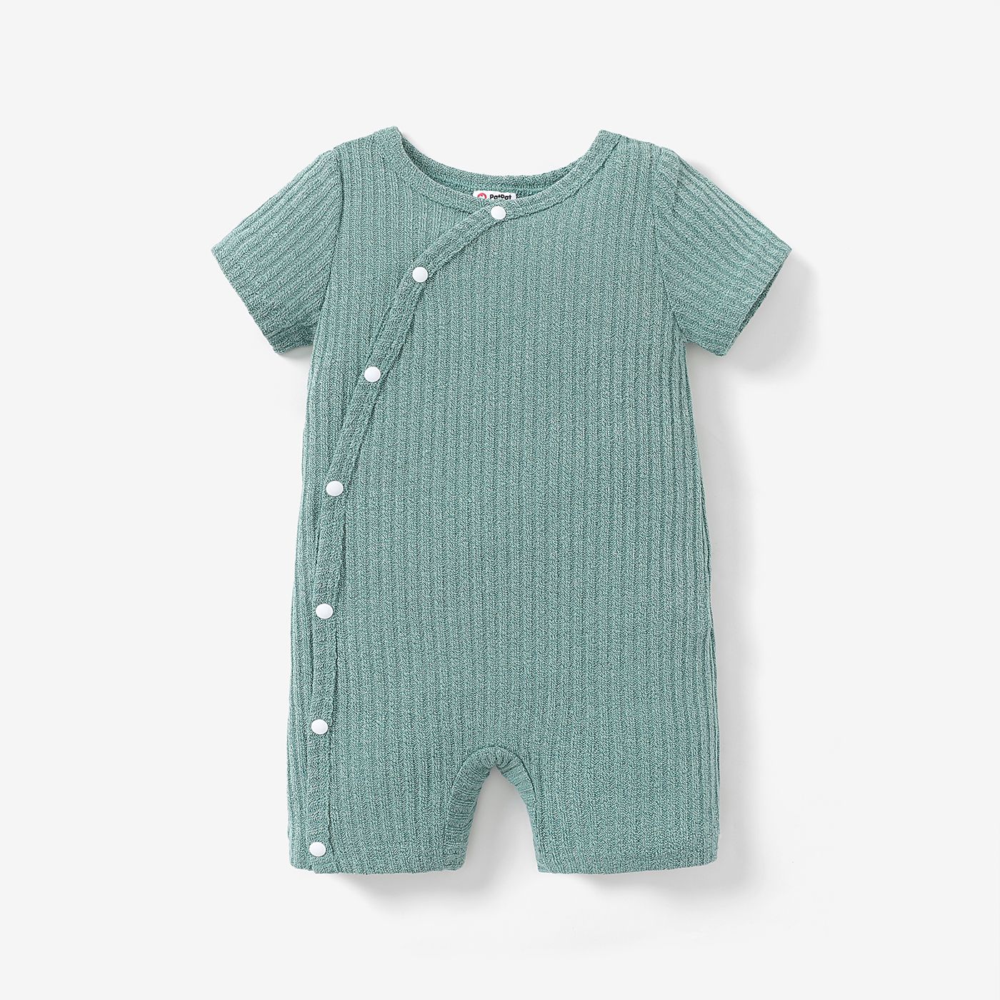 Baby Boy/Girl Solid Ribbed Short-sleeve Romper