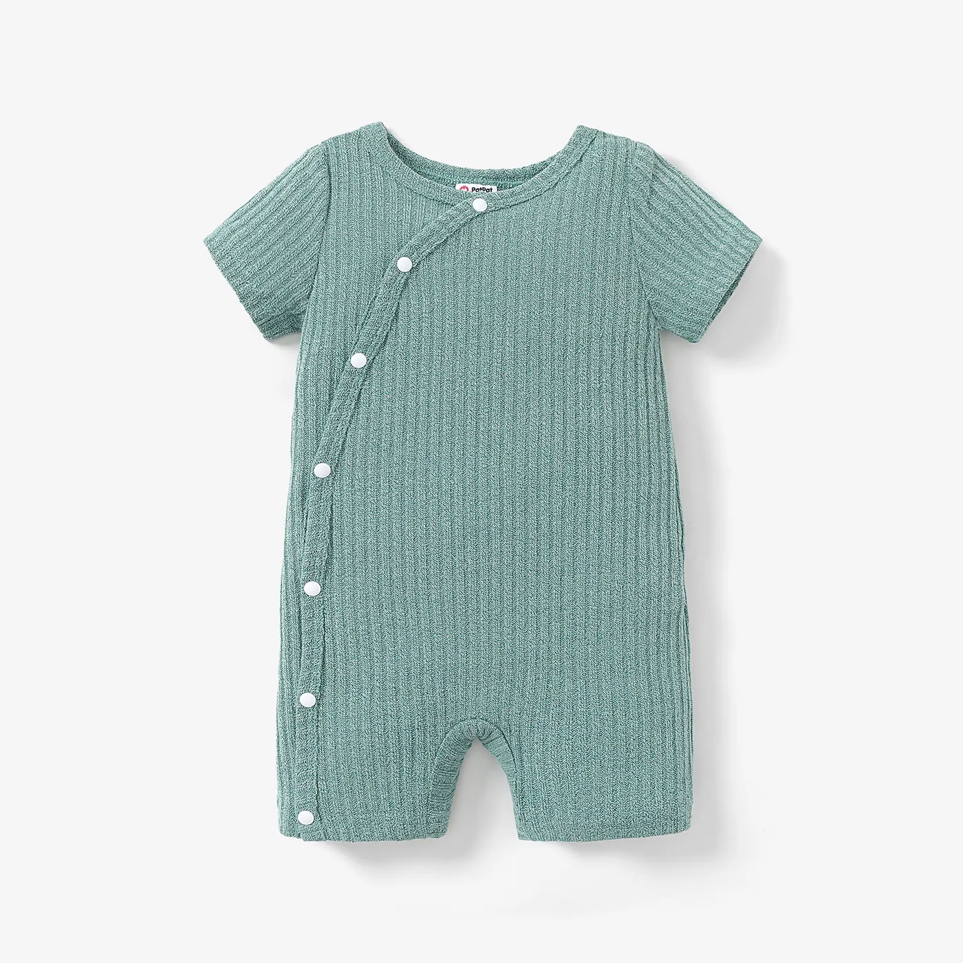 Bebé Unissexo Fecho diagonal Casual Manga curta Macacão curto Verde
