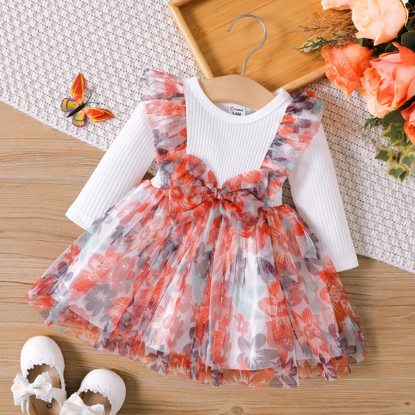 

Baby Girl Sweet Floral Pattern Long Sleev Dresse